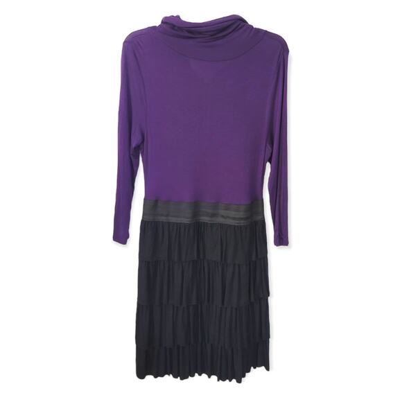 Romeo and Juliet‎ Couture Purple and Black Long Sleeve Tiered Ruffle Dress Large - Picture 2 of 6